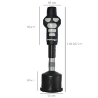 SPORTNOW Stojący Work Bokserski, Regulowany 178-207cm, Sztuczny Partner do Boksu z Bazą HDPE, dla Dzieci i Dorosłych, Trening Domowy(m-3)