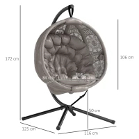 Outsunny Fotel wiszący z poduszką, składany kosz do siedzenia, do użytku wewnątrz i na zewnątrz, obciążenie do 120 kg, wykonany z poliestru, kolor piaskowy(m-3)