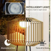 Outsunny Solarne oświetlenie drogowe, Zasilana przez USB Lampa ogrodowa LED z czujnikiem światła, Półka, Oświetlenie ogrodowe, Wodoszczelne IP44, do Balkonu, Tarasu, Metal, Brązowe(m-5)