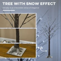 Sztuczne drzewko brzozowe 150 cm z 96 LED, śnieg, brązowe(m-5)