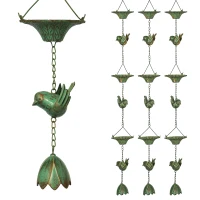 Zestaw 3 metalowych łańcuchów deszczowych 123 cm z ptakami(m-1)