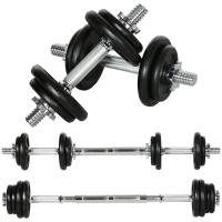 HOMCOM 2 w 1 zestaw hantli regulowany zestaw hantli 20 kg hantle i sztanga z rurką łączącą Profesjonalny trening siłowy i podnoszenie ciężarów do fitnessu domowego