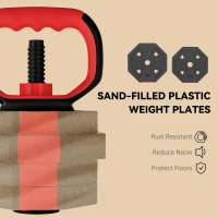 SPORTNOW Zestaw hantli 6-w-1 regulowany 15 KG - sztangi, kettlebells, uchwyty do pompek(m-7)