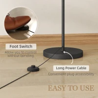 HOMCOM LED Floor Lamp, Reading Standing Lamp with Magnetic Remote Control and Stepless Dimmable Colours Temperature & Brightness, 60 Min Timer for Living Room, Bedroom, Office, Black(m-5)