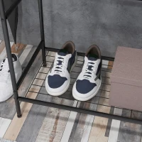 Wieszak na ubrania z 2 drążkami i półką, czarny(m-9)