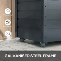 Outsunny Szafka ogrodowa, skrzynia na kołach, skrzynia do przechowywania z zamkiem, uchwytem, szafka ogrodowa na balkon, taras 100 x 62 x 65 cm, Dunkelgrau(m-5)