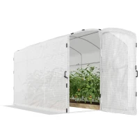 Outsunny Polytunnel Greenhouse Walk-in Grow House with UV-resistant PE Cover, Door and Galvanised Steel Frame, 2 x 2 x 2m, White(m-10)