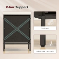 HOMCOM Chest of Drawers, Dresser with 2 Fabric Drawers and Aluminium Handles - Black(m-7)