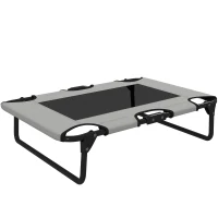 PawHut Raised Dog Bed, Portable Elevated Pet Cot with Breathable Mesh for Indoor Outdoor, for Small Medium Dogs, 75 x 51 x 18 cm, Light Grey(m-1)