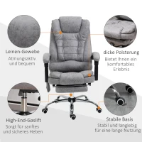 Vinsetto Fotel Biurowy z Masażem, Ergonomiczny Fotel do Biurka z Funkcją Leżenia i Ogrzewania, Regulowany Fotel Komputerowy z Podnóżkiem, Kieszenią Boczną i Pilotem, Brązowy(m-8)