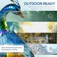 Outsunny Rzeźba Pawia ogrodowa, 59 cm Figura ogrodowa, odporna na warunki atmosferyczne Ozdoba zewnętrzna, Rzeźba na balkon, taras(m-5)
