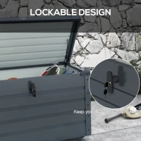 Outsunny Szafka ogrodowa, skrzynia na kołach, skrzynia do przechowywania z zamkiem, uchwytem, szafka ogrodowa na balkon, taras 100 x 62 x 65 cm, Dunkelgrau(m-7)