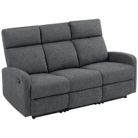 HOMCOM 3 Seater Recliner Sofa, Chenille Manual Recliner Sofa with Adjustable Leg Rest, Pocket Spring for Home Living Room, Grey(m-1)