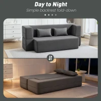 HOMCOM Sofa dwuosobowa, sofa do spania z szerokimi podłokietnikami, 2 poduszki i wysokogęstościowa pianka, miękka tkanina chenille, nośność 360 kg, kolor szary(m-4)