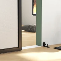 Kompletny zestaw okuć do drzwi przesuwnych HOMCOM 183 cm, z szynami, rolkami, urządzeniami przeciwskokowymi, stoperami do drzwi, prowadnicą, system drzwi przesuwnych ze stali węglowej, kolor czarny(m-9)