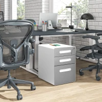 Vinsetto Kontener na dokumenty, mobilny szafka biurowa z 3 szufladami, zamykana, z zawieszką na pliki, przechowywanie, stal, 39 x 48 x 59 cm, jasnoszary(m-2)