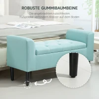 Ławka z pojemnikiem, tapicerowana, zielona, styl lniany(m-5)