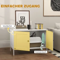 PawHut Cat Litter Box Enclosure, Elevated Design Litter Box Furniture with Double Doors and Side Entrance, Indoor Kitty House Hidden Washroom Toilet for Living Room, White(m-5)