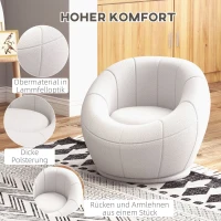 HOMCOM Fotel Lounge Mały Fotel Obrotowy Tapicerowany Fotel z Podłokietnikami Pluszowy do Salonu, Biały(m-4)