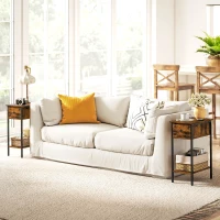 HOMCOM Narrow Side Table, Industrial Slim End Table with Drawer and Storage Shelf, Nightstand for Small Spaces, Living Room, Bedroom, 25 x 39.8 x 58.2 cm, Rustic Brown(m-9)