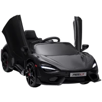 AIYAPLAY McLaren 765LT Licensed Kids Electric Ride on Car with Butterfly Doors, 12V Battery Powered Toy Car with Remote Control, Training Wheels, LED Lights MP3 Music Horn, for 3-6 Years - Black(m-11)