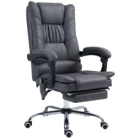 Vinsetto Vibration Massage Office Chair with Heat, Microfibre Computer Chair with Footrest, Armrest, Reclining Back, Charcoal Grey(m-10)