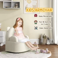 AIYAPLAY Fotel dla dzieci, sofa dziecięca z miękkim polaru misiowego, w kształcie misia, dla dzieci 1,5-3 lat, pokój dziecięcy, sala zabaw, Beżowy(m-6)