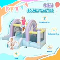 Zjeżdżalnia dmuchana z basenem, huśtawka, kosz do koszykówki(m-4)