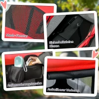 PawHut Dog Stroller, Puppy Buggy Cargo Trailer with Removable Adjustable Canopy, Storage Bag, Washable Cushion, Safety Leashes, Folding Pet Stroller for Large Dogs, Red(m-8)