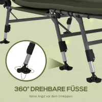 Outsunny Łóżko Polowe Mobilne z Regulacją Oparcia do 180 kg, na Zewnątrz, Oxford Zielony(m-6)