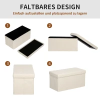 Ławka z pojemnikiem, składana, tapicerowana, kremowa(m-5)