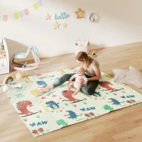AIYAPLAY Baby Play Mat Double Sided, Foldable Activity Playmat, Reversible & Waterproof, Kids Large Foam Crawling Mat for Outdoor Indoor Playtime Picnics, 196 x 176 x 1.5cm, Dinosaur Theme(m-2)