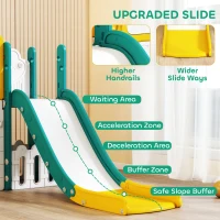 AIYAPLAY 9 in 1 Toddler Slide and Swing Set with Basketball Hoop, Outdoor & Indoor Playset with Double Slides, Climbing Frame, Telescope, Drawing Board, Storage Box for Toddlers Ages 1-3, Yellow(m-5)