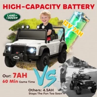 AIYAPLAY Kids Ride On Car, 12V Battery-Powered Electric Car for Kids with Remote Control, Music, Horn, 4 Spring Suspension Wheels, LED Lights, Off-Road Toy for 3-5 Years Old, White(m-5)