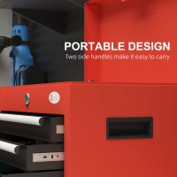 DURHAND Skrzynia narzędziowa, kufer narzędziowy, skrzynka narzędziowa bez narzędzi, skrzynka narzędziowa z 4 szufladami, zamek, stal, Czerwony, 45 x 24,5 x 32,5 cm(m-7)