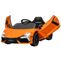 AIYAPLAY Lamborghini Revuelto Licensed Kids Electric Car with Butterfly Doors, 12V Ride on Car with Training Wheels, Suspension, Remote Control, LED Lights Music Horn, for 3-5 Years Orange(m-10)