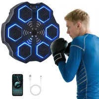 SPORTNOW Maszyna do Boksowania z Muzyką, elektroniczna maszyna do boksowania Bluetooth, 9 prędkości, 3 tryby, ściana do boksowania z inteligentnymi diodami LED, dla dorosłych, ćwiczenia w domu, Czarna(m-11)