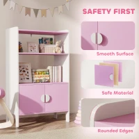 AIYAPLAY Kids Bookcase, Toy Storage Organiser with 2 Shelves, Cabinets, Free Standing Children Bookshelf with Anti-Tip Kit, Non-Slip Feet for Study, Living Room, Bedroom, Pink(m-6)