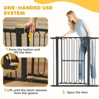 PawHut Bramka ochronna dla psów, bez wiercenia, regulowana 76-104 cm, czarna(m-6)