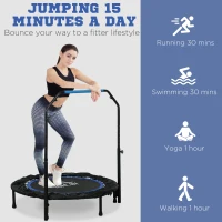 Trampolina fitness SPORTNOW 102 cm, składana mini-trampolina z 4-stopniową regulacją uchwytu, monitor LCD, rebounder do ćwiczeń dla dorosłych i dzieci, do 150 kg(m-7)