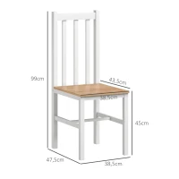 HOMCOM Zestaw 4 krzeseł kuchennych, krzesła do jadalni, drewno lite, nowoczesny design, 38,5 cm x 47,5 cm x 99 cm, naturalne(m-3)