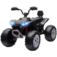 AIYAPLAY 24V Elektryczny Quad dla Dzieci, Czarny, z Funkcjami Przód/Tył, 4 Amortyzowane Koła, Reflektory, USB & MP3, Dwumiejscowy(m-10)