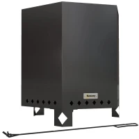 Outsunny Palenisko, bezdymne ognisko stołowe, palenisko z pogrzebaczem, kosz ogrodowy, kempingowy, na taras, metal, czarny(m-10)