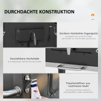 Grill węglowy z wózkiem, BBQ, idealny do ogrodu, czarny(m-6)