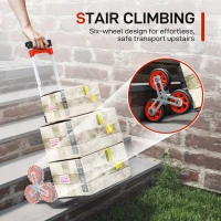 HOMCOM Składany Wózek Schodowy z 6 Kołami, Maks. Obciążenie 70 kg, Czerwony(m-4)