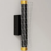 HOMCOM Zestaw 2 Lamp Ściennych, Wewnętrzne Lampy Ścienne LED z Regulacją, Design Siatki, 3 Kolory Światła, Lampka Nocna, Lampka do Korytarza dla Salonu, Sypialni, Metal, Czarny(m-1)