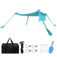 Outsunny Beach Tent Event Shelter with Detachable Sidewall and Carry Bag, for Camping, Trips, Fishing, Picnics, Sky Blue(m-11)