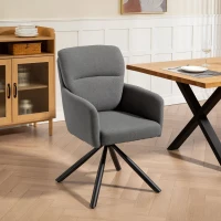 HOMCOM 360° Swivel Dining Chair, Modern Armchair, Accent Chair with Armrests and Steel Legs for Dining Room, Kitchen, Living Room, Bedroom, Grey(m-2)