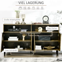 HOMCOM Komoda Kuchenna z 2 Półkami i 2 Szafkami w Stylu Industrialnym z Płyty Wiórowej Rustykalny Brąz+Czarny 147 x 40 x 83 cm(m-4)