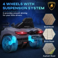 AIYAPLAY Lamborghini Revuelto Licensed Kids Electric Car with Butterfly Doors, 12V Ride on Car with Training Wheels, Suspension, Remote Control, LED Lights Music Horn, for 3-5 Years Grey(m-6)